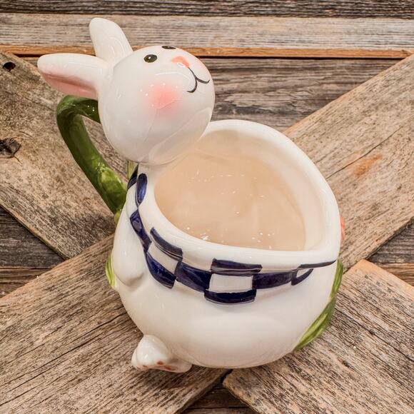 Set of 4 - Vintage Mercuries - Ceramic Bunnies Tulip Creamer Jug and 3 Cups - Picture 9 of 10